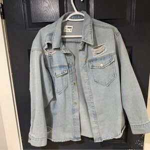 Light Wash Distressed Denim Jacket